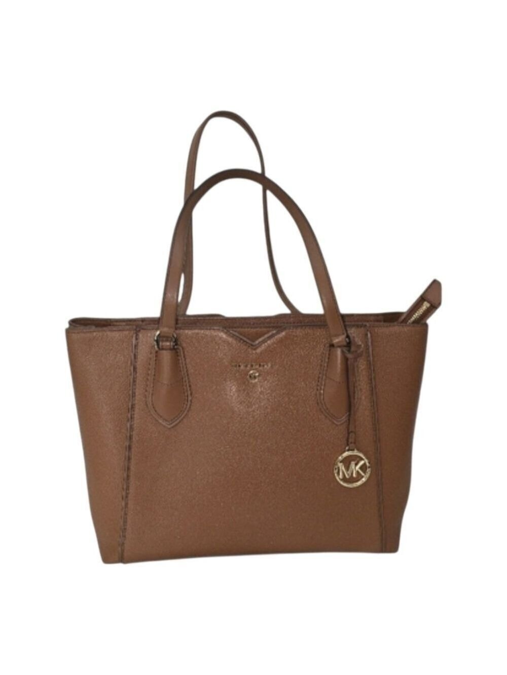 LIKE NEW AUTHENTIC MICHAEL KORS DESIGNER MEDIUM PEBBLED LEATHER TOTE BAG LUGGAGE